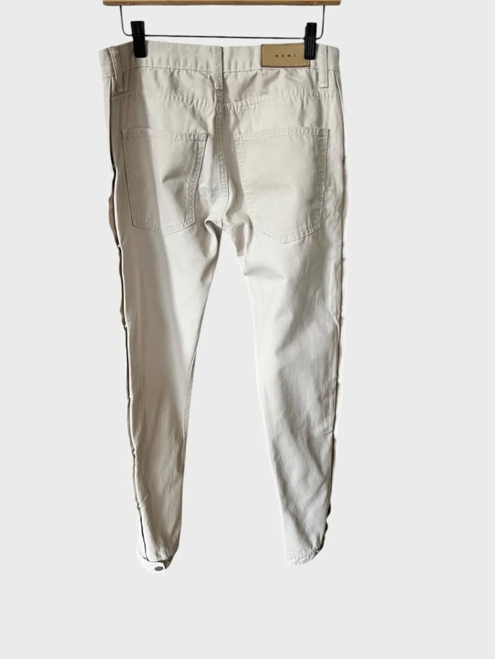 Mens  MNML snap western Cream Cotton Pants